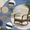 3 Pieces Patio Conversation Set, Outdoor Rocking Chair, Wicker Bistro Set, Outdoor Furniture with Porch Chairs and Coffee Table 5