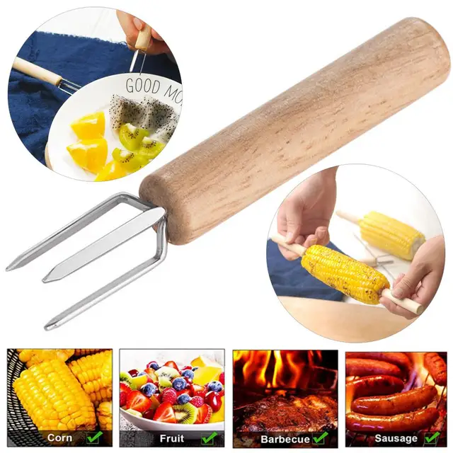 2Dcs Barbecue Villa Fatörzs Három Fog Rozsdamentes Acél Bbq Iker Prong Sweetcorn Tartók Otthoni Ellátás
