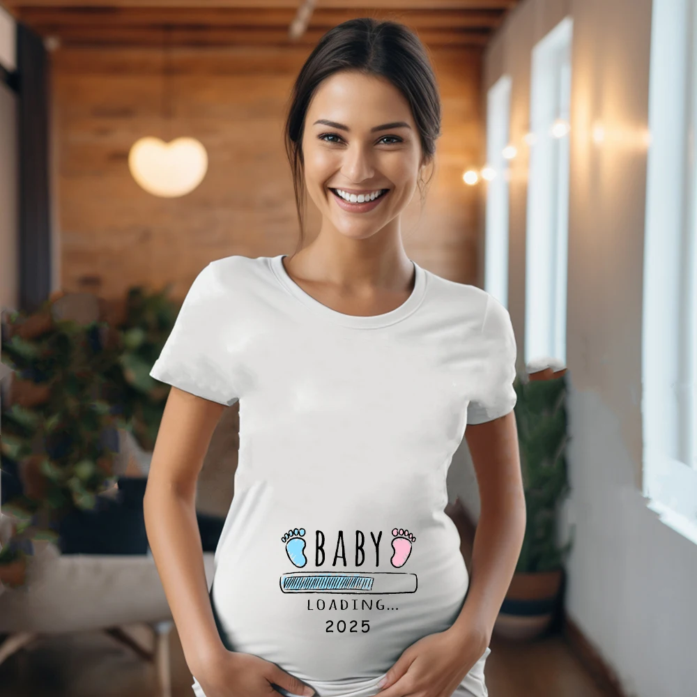 

Baby Loading 2025 Print Pregnancy Tees Shirt Pregnancy Announcement Tee Women Oversized Shirt Pregnant Clothes Summer T-shirt