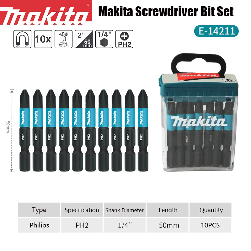 Makita Accessoires E-13524 Jeu de tournevis 6 pièces PH/PZ/SL  PH1/PH2/PZ1/PZ2/SL4/SL5.5