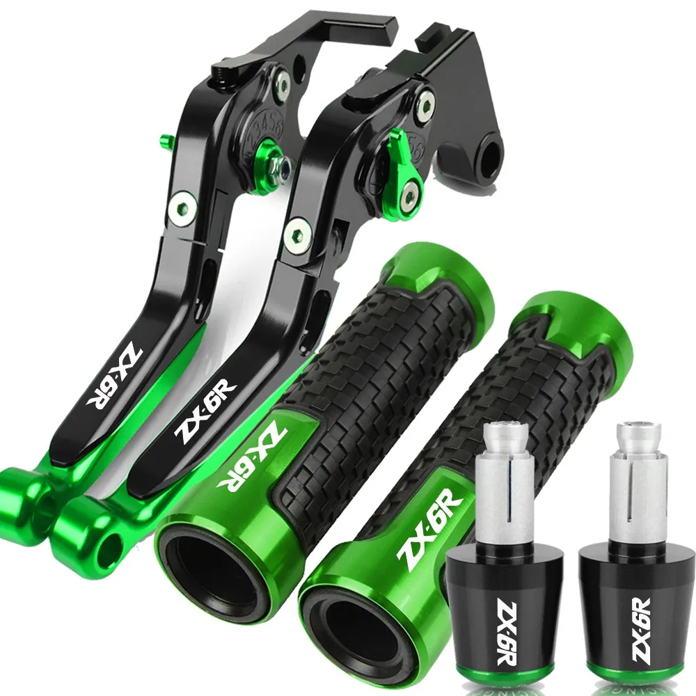 

2023 Motorbike Aluminium Tool Parts Brake Clutch Levers Handlebar Hand Grips Ends For KAWASAKI ZX6R ZX6RR ZX-6R ZX 6R 2005 2006