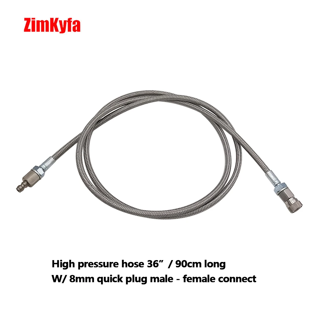 Tuyau PCP 4500 PSI 36 Pouces – Extension Flexible Acier Inox Tressé Pour Station Remplissage Air HPA Paintball, Raccord Rapide 8mm