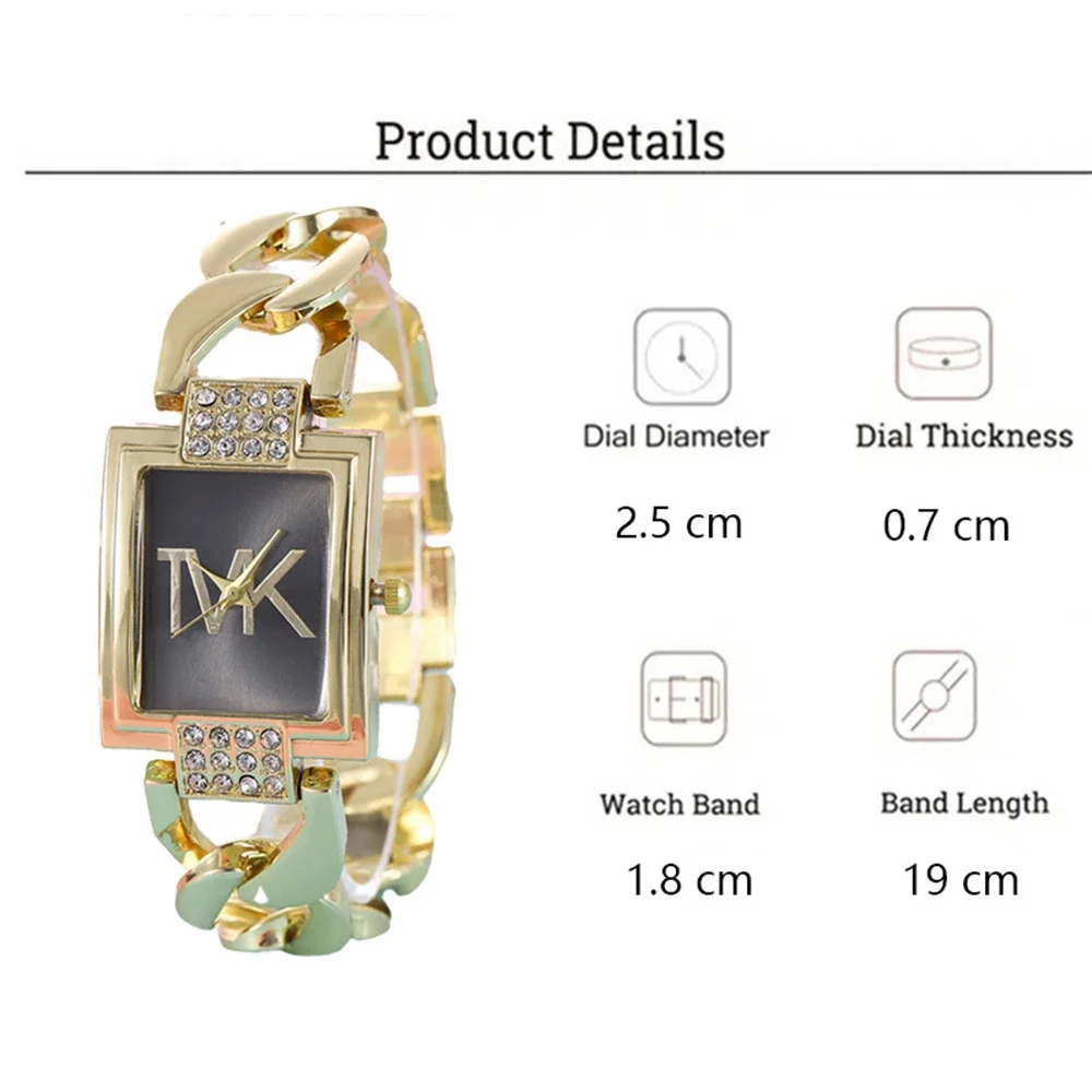 MAYZHISU Women's Wristwatch Creative Square Diamond Women Quartz Watches Light-Luxury Ladies Female Bracelet Watch Clock Gifts