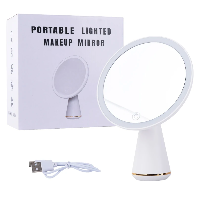 LED vanity mirror intelligent adjustable three-color light vanity mirror desktop fill light one touch charging model