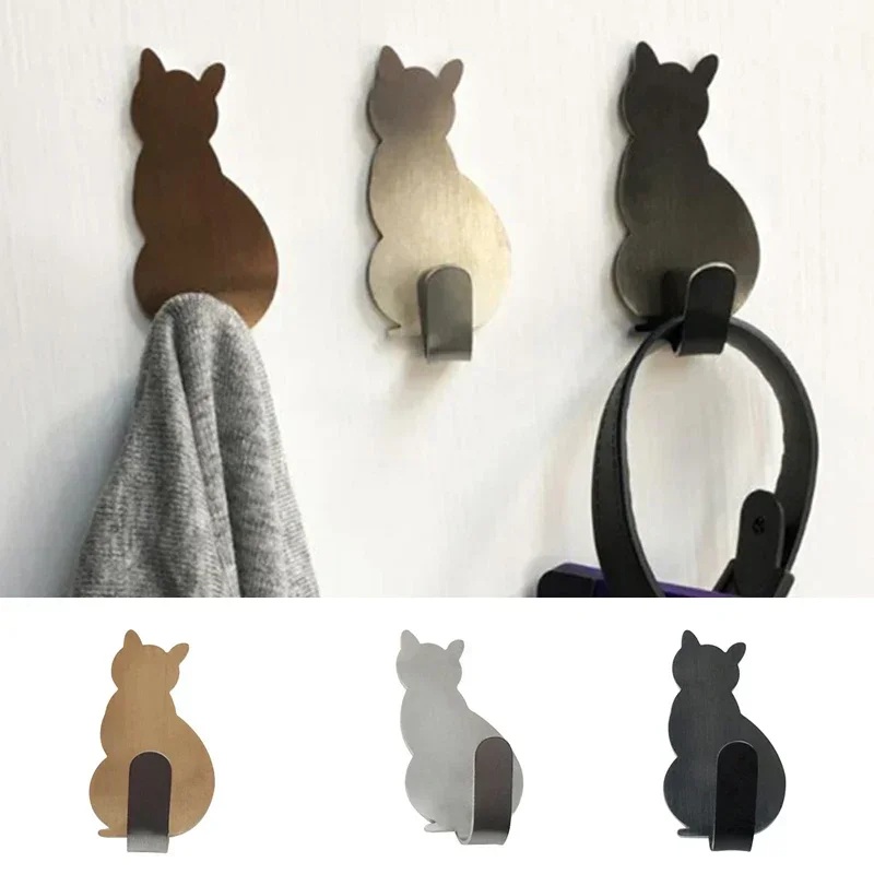 Description Picture 3 of item2pcs Self Adhesive Hooks Cat Pattern Storage Holder for Bathroom Kitchen Hanger Stick on Wall Hanging Door Clothes Towel Racks