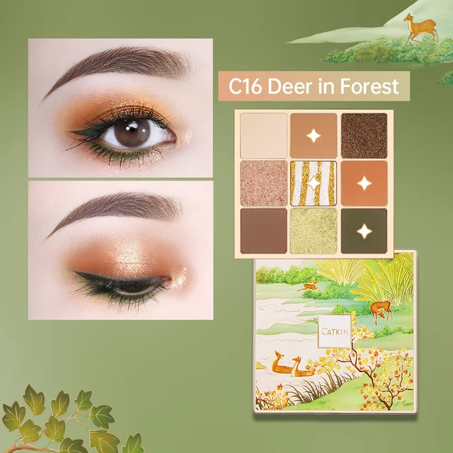 Catkin Glitter Shimmer Matte 9 PANS Eyeshadow Palette C16