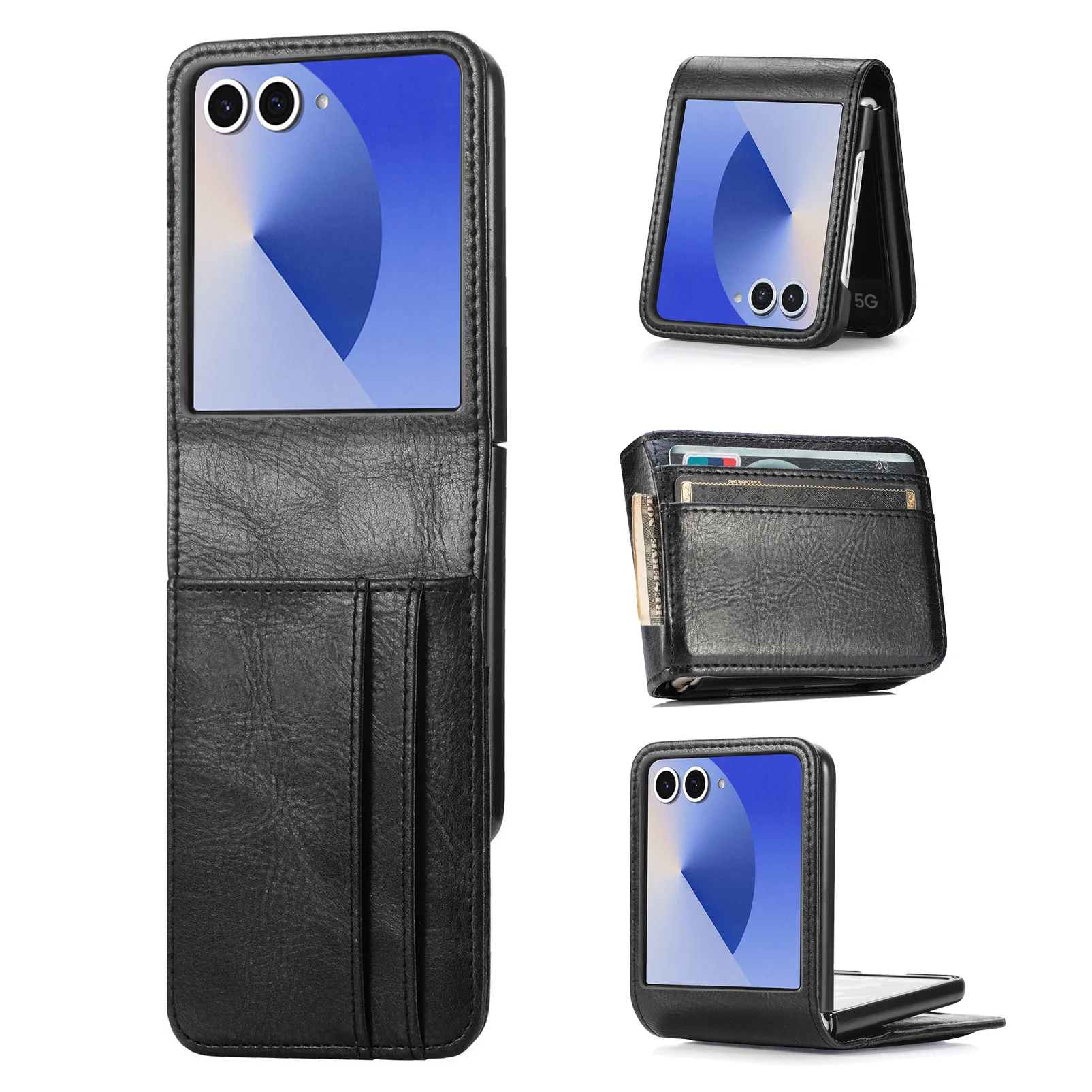 Luxurious PU Leather Folding Phone Case with Card Holder - One-Piece Cover, Style XL002