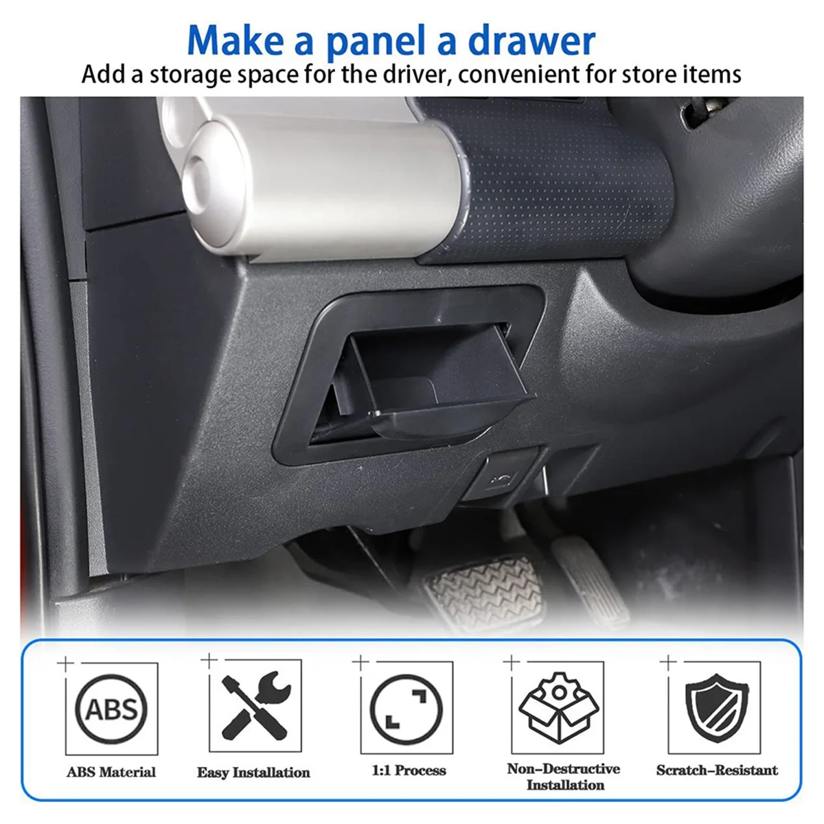 Center Console Fuse Storage Box for Toyota FJ Cruiser 2007-Driver's Seat ABS Fuse Box Coin Container Inner fuse storage box