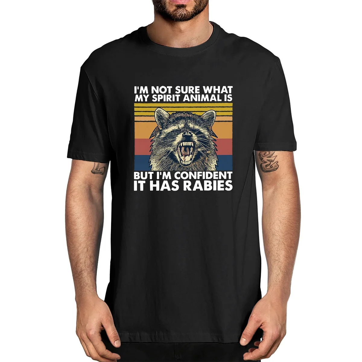 

Unisex Cotton Raccoon I'm Not Sure What My Spirit Animal Is But I'm Confident It Has Rabies Vintage Summer Men's Novelty T-Shirt