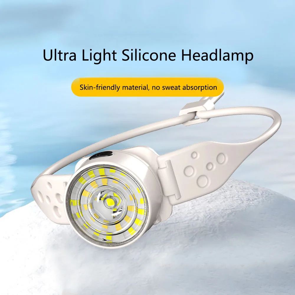 

New Outdoor Silicone Headlight Multi-Light Source Strong Charging Headlight Portable Night Running Floodlight Working Light