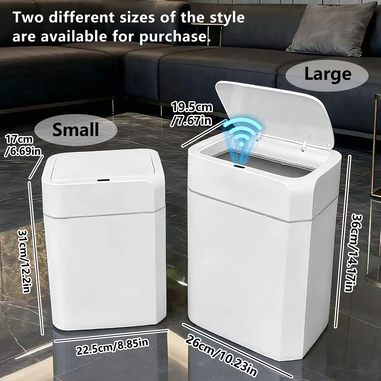 TOKA 2Pack Smart Sensor Trash Can with Lid Suitable for Bathroom Kitchen Bedroom Office Home