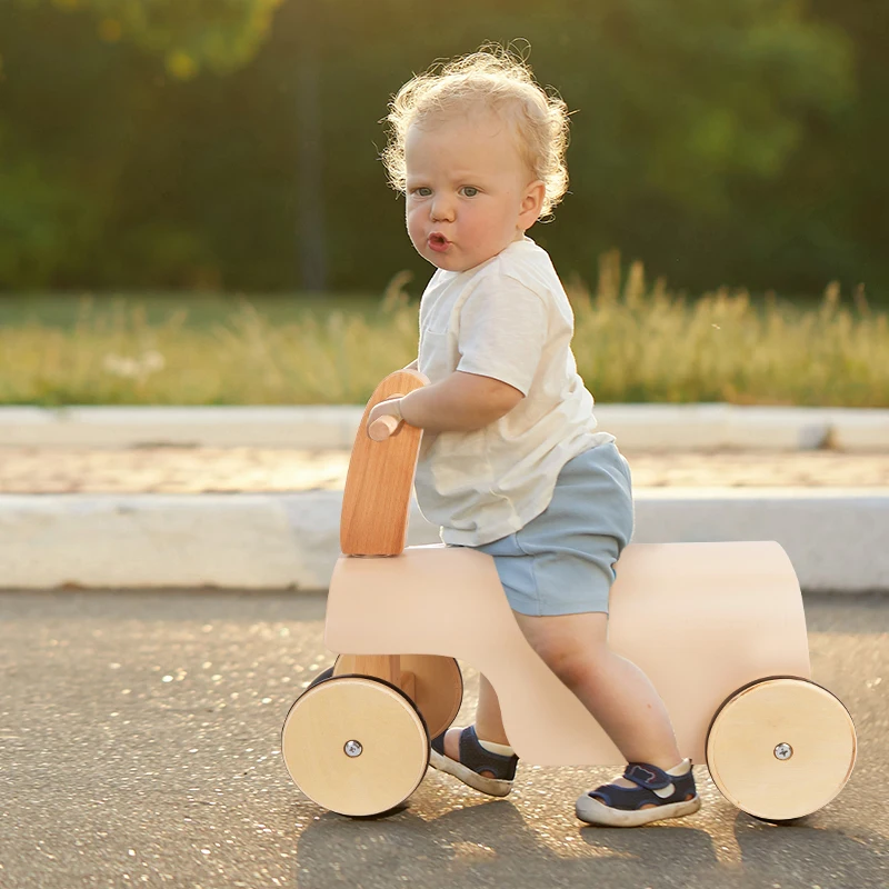 

2022 kids wooden four-wheeled wooden balance bike Mini toy Wooden car walkers for kids