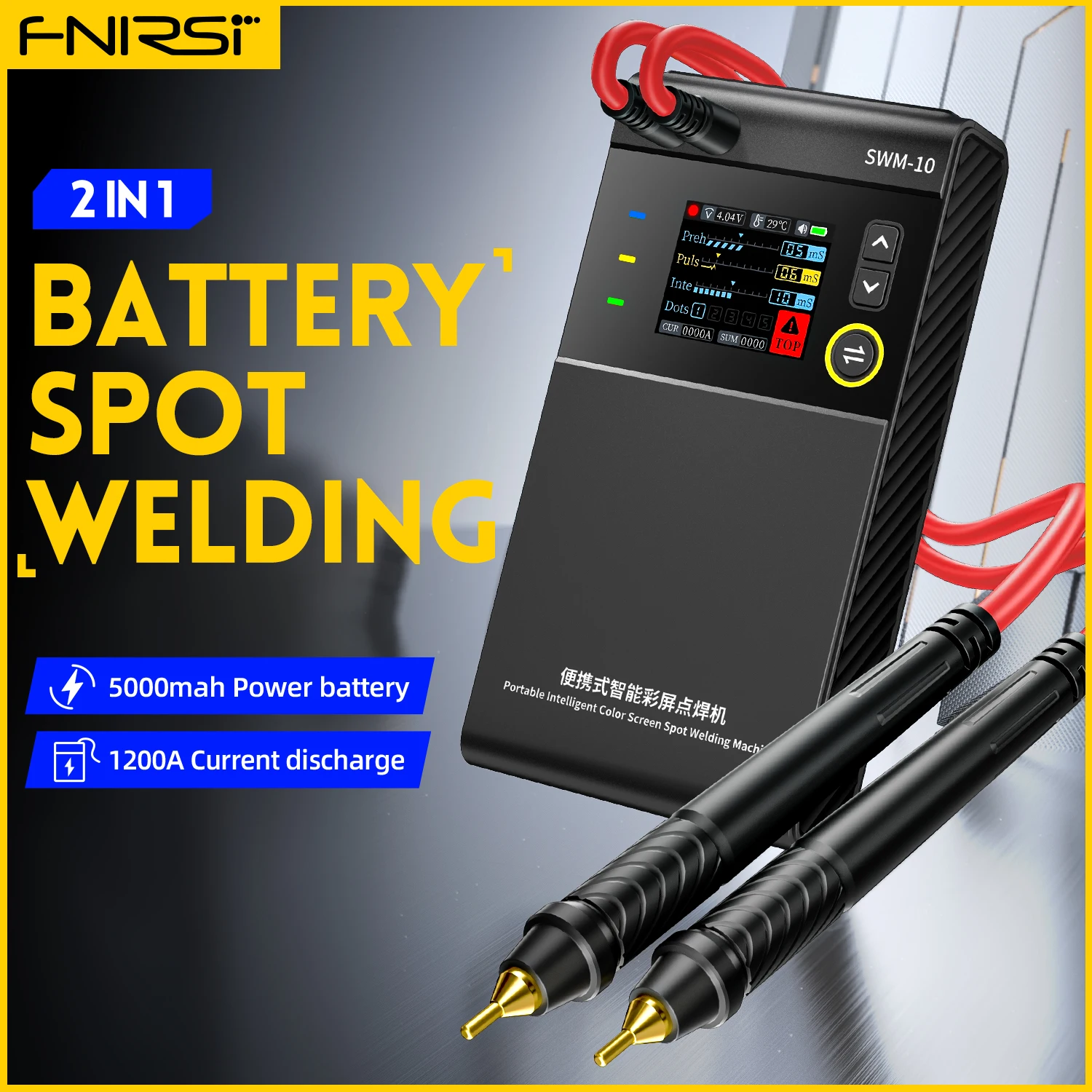 

FNIRSI SWM-10 Welding Machine Portable Battery Spot Welding Adjustable MAX 0.25mm 5000mah 18650 Battery Nickel Sheet Iron Sheet