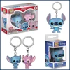 FUNKO POP Keychains Disney Stitch Kawaii Blue Alien Monster Mini Action Toy Figures Backpack Pendant Keychain Kid Birthday Gift 1