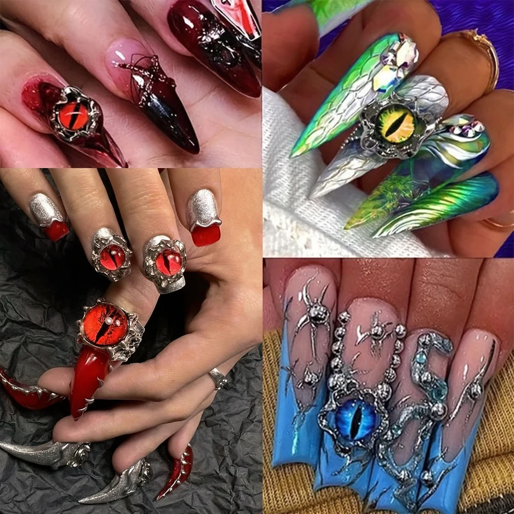 10/50/100 Stück 3D Drachen/Katzen/Schlangen-Augen Nagelcharms Gemischte Flache Teufelsaugen Tier-Augäpfel DIY Bastelarbeiten Maniküre-Dekoration – Detail 3