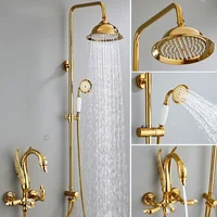 ก๊อกน้ำฝักบัวทองเหลืองรูปหงส์ติดผนัง สำหรับอ่างอาบน้ำและฝักบัว น้ำร้อนน้ำเย็น 4