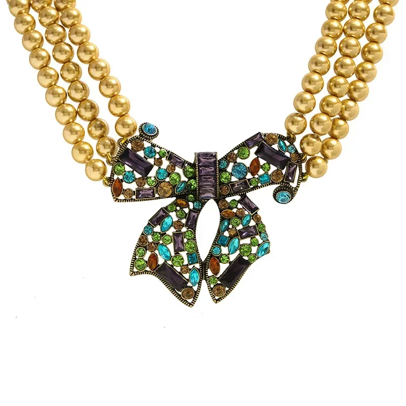 

Timeless Wonder Fancy Zircon Geo Beaded Bowknot Necklaces for Women Designer Jewelry Runway Rare Top Luxury Medieval Gift 2612