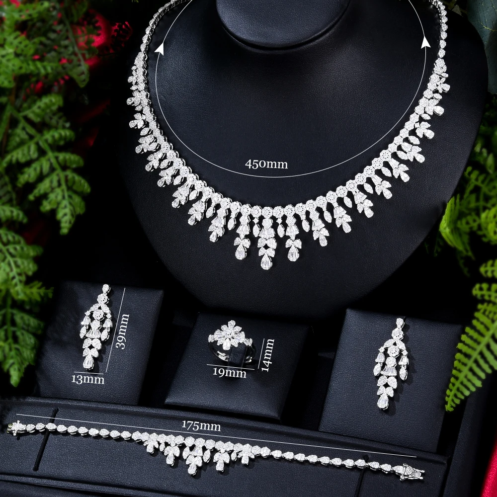 GODKI Trendy Fashion 4PCS Luxury Waterdrop Indian Jewelry Sets For Women Wedding Party UAE Dubai Bridal jewelry Sets