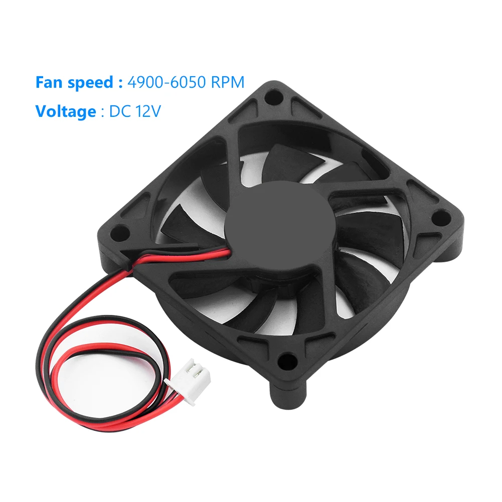 Low Noise CPU Heat Sink Cooler 2 Pins 12V DC Cooling Fan Computer PC Case CPU Cooler Case Fan 4900-6050 RPM 60 X 60 X 12mm