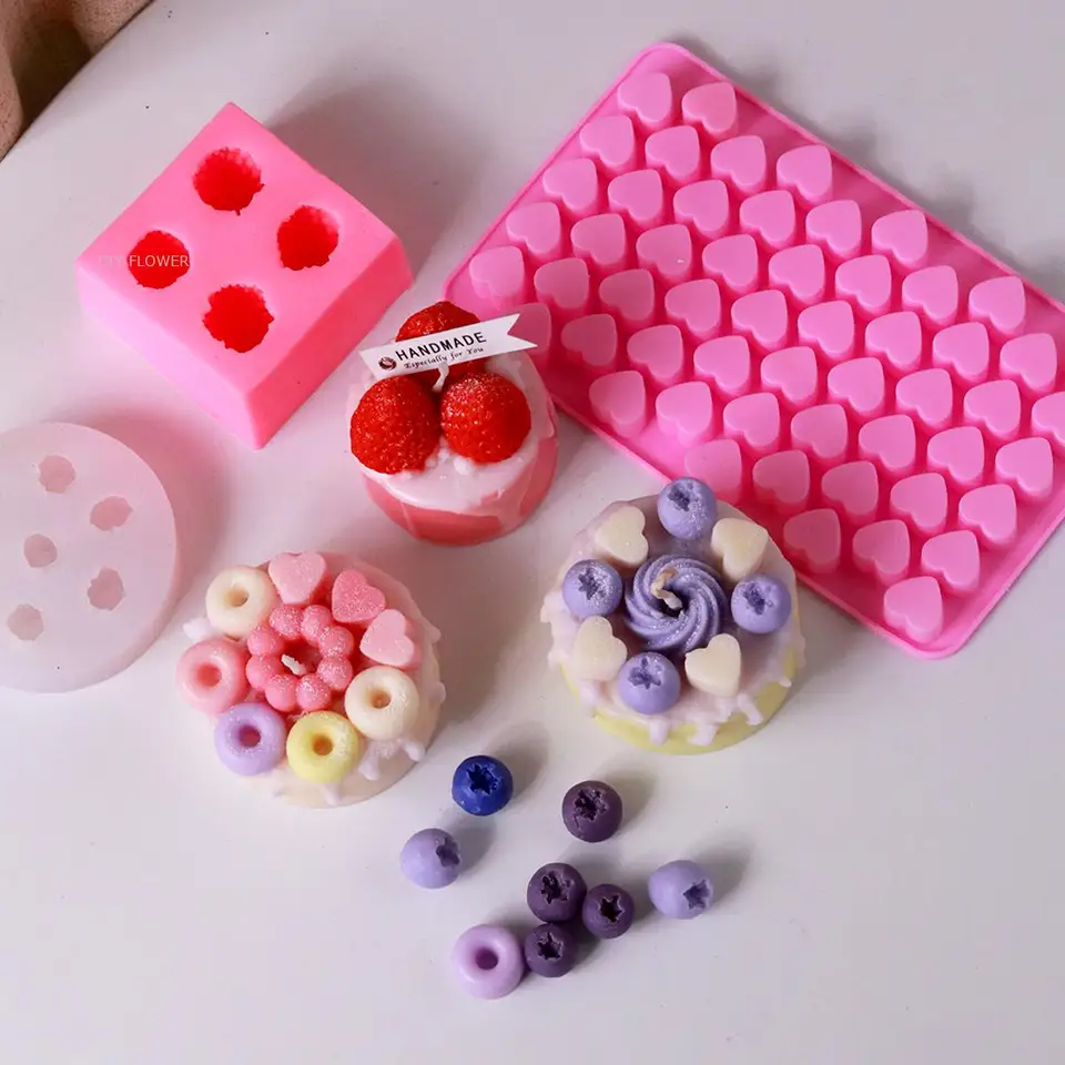 Moldes Para Gelatina En Forma De Fresa 3D - Pack De 4, Silicona, 5,3x1 Cm - Para Chocolate, Fondant, Repostería Creativa
