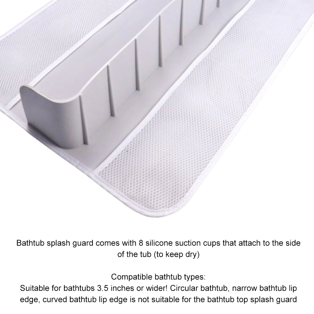 Bathtub Splash Guard 8 Suction Cups Baby Bath Toy Storage Rack 4 Mesh Pockets Tub Shelf Bathtub Storage Rack for Bathroom