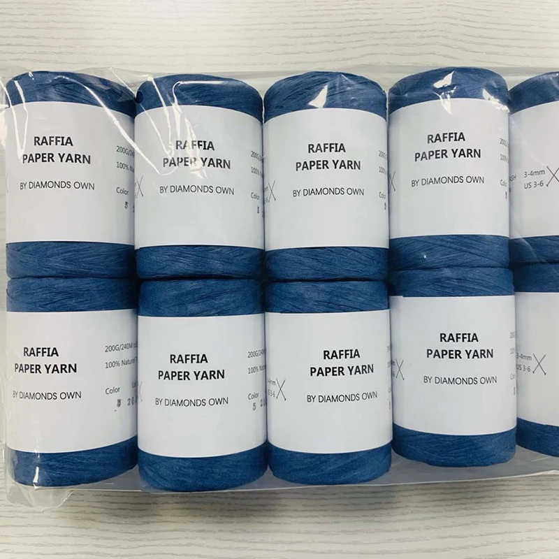 Description Picture 5 of item240M Bag Knitting Yarn Paper Rope Braided Cord 100% RAFFIA Natural Fiber Paper Summer Hand Knitting Crochet Hat DIY Material