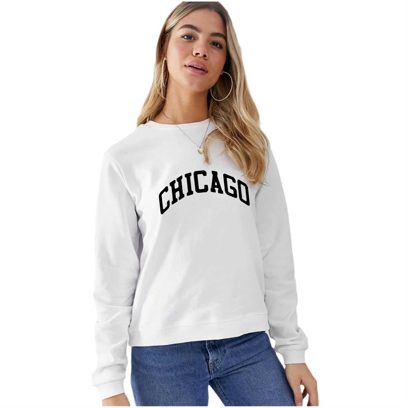 

CHICAGO Letter Print Itself Hoodies for Women Spring Winter Tops Vintage Black Unisex Hood Hoodies Jacket Top for Unisex