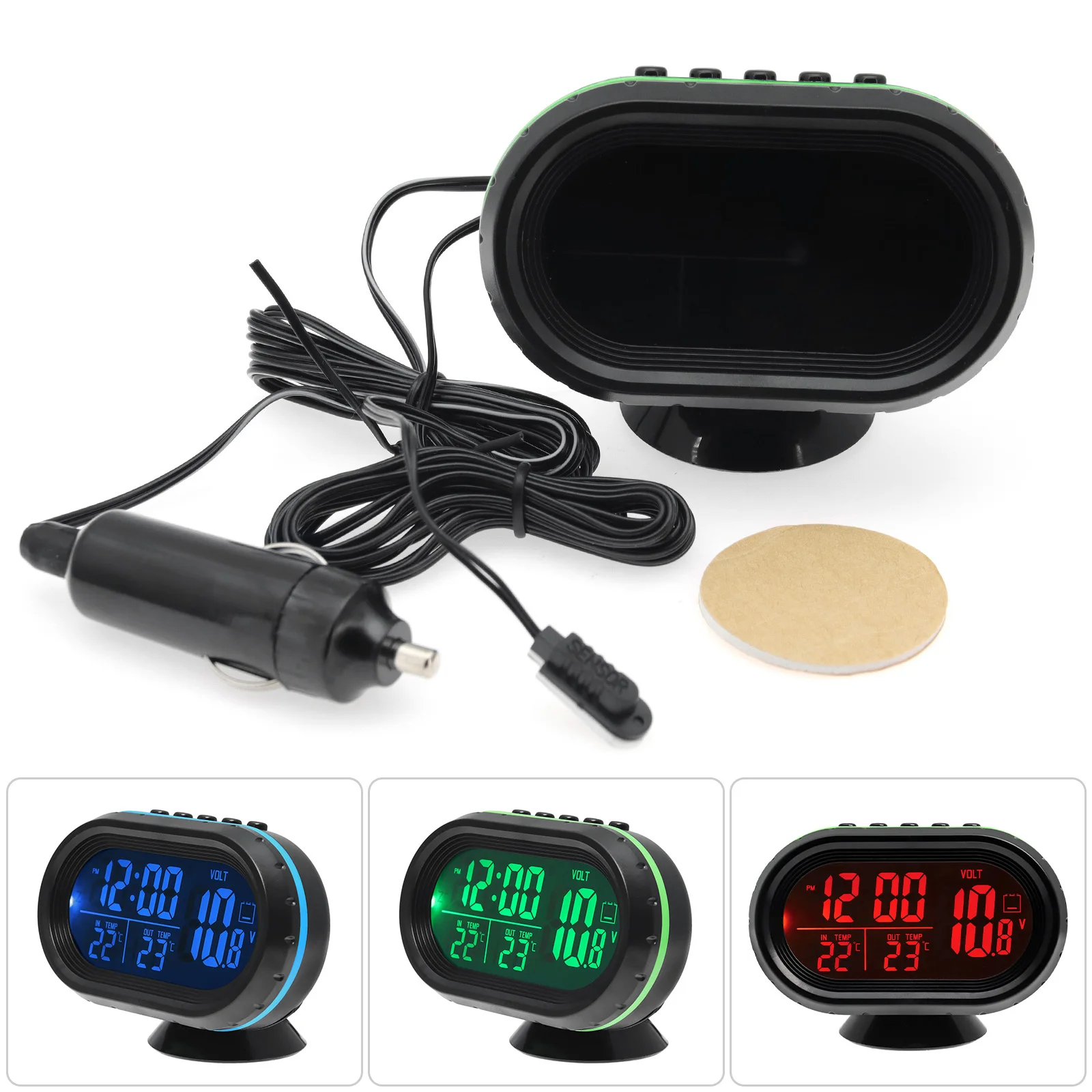 Ein Auto elektronische Uhr Thermometer Voltmeter Hintergrund beleuchtung  digitale LCD-Anzeige Zeit Innen Außentemperatur Spannung Auto Uhren -  AliExpress