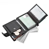 High Quality Men's Passport Leather Wallet Multiple Card Slots and Two Clear ID Window Vintage Business Card Bag 1