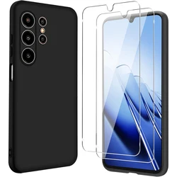 Premium 3 - in - 1 Tempered Glass & Soft TPU Camera Protection Phone Case Cover for WAVE 10 10C (Black)