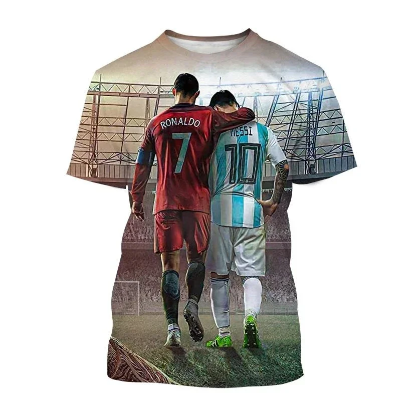 

Summer New Football 3D Printed Outdoor Casual T-shirt, Street Fashion, Loose and Comfortable Short-sleeved Trend Men's Clothing