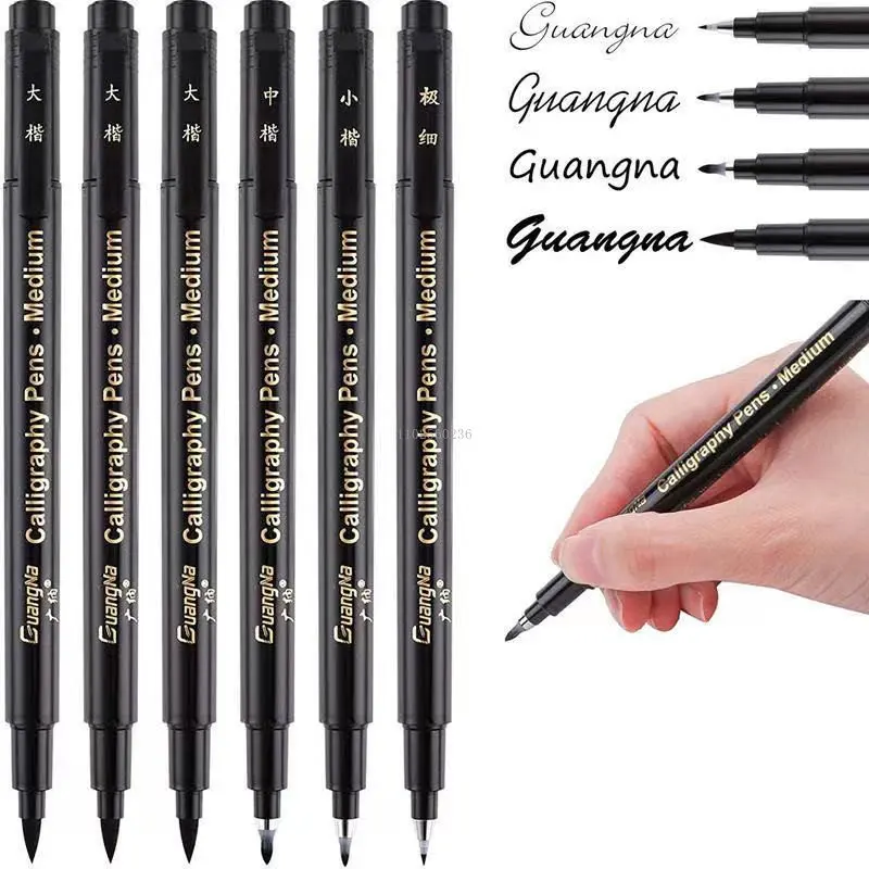 

Hand Lettering Pens Calligraphy Pen Brush Markers Set Soft and Hard Tip Black Ink Refillable for Beginners Writing Art Drawings