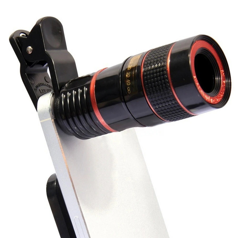 20/12/8x Optical Zoom Camera External Telescope Lens with Clip Universal Phone Camera Lens Wide Angle Monocular Photography Lens
