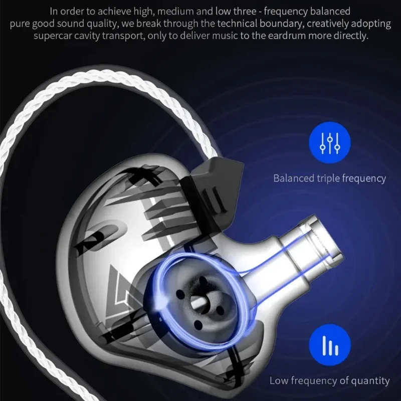 CK5 Dynamic Copper Driver HiFi Wired Earphone Monitor Sport Headphone Bass Stereo Headset Music Earbuds 3.5MM In Ear With Mic