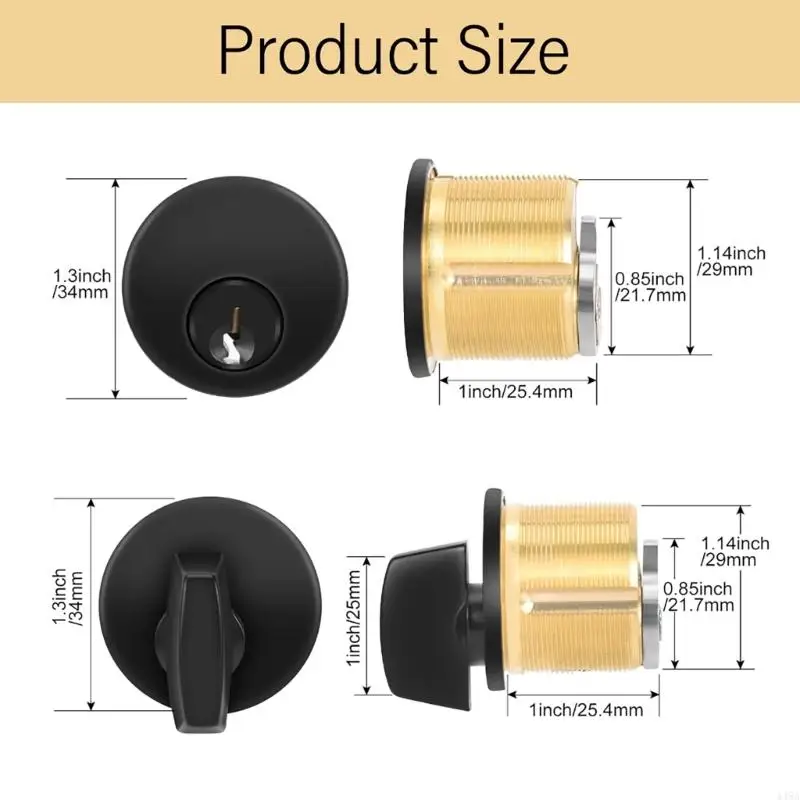 High Security Brass 1" Mortise Cylinder storefronts Security Hardware Heavy Duty Door Lock set for Commercial Storefronts 448A