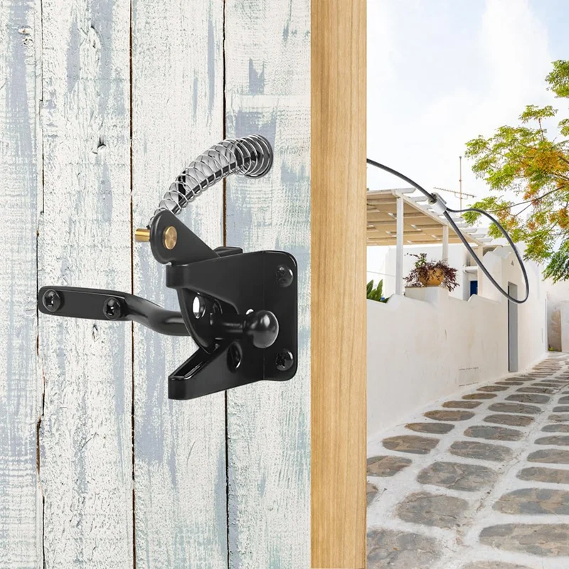 A52I-2 Sets Gate Latch Cable Pull String,Adjustable Spring Door Latch Opener, 2-6 Inch For Metal And Wooden Fences In Garden