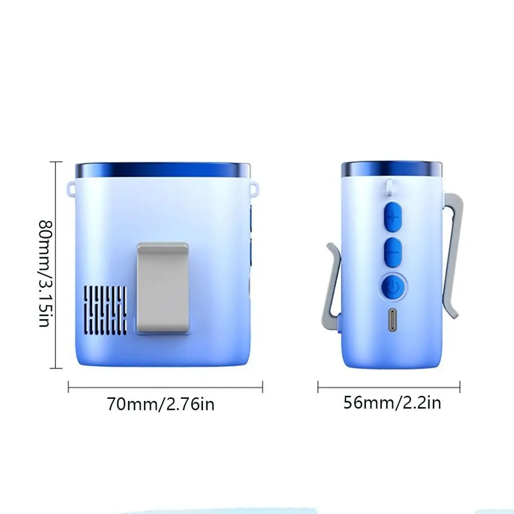 휴대용 허리 클립 팬 USB 충전식 컴팩트 디자인 교수형 목 팬 강력한 기류 LED 디스플레이 미니 전기 팬 원예