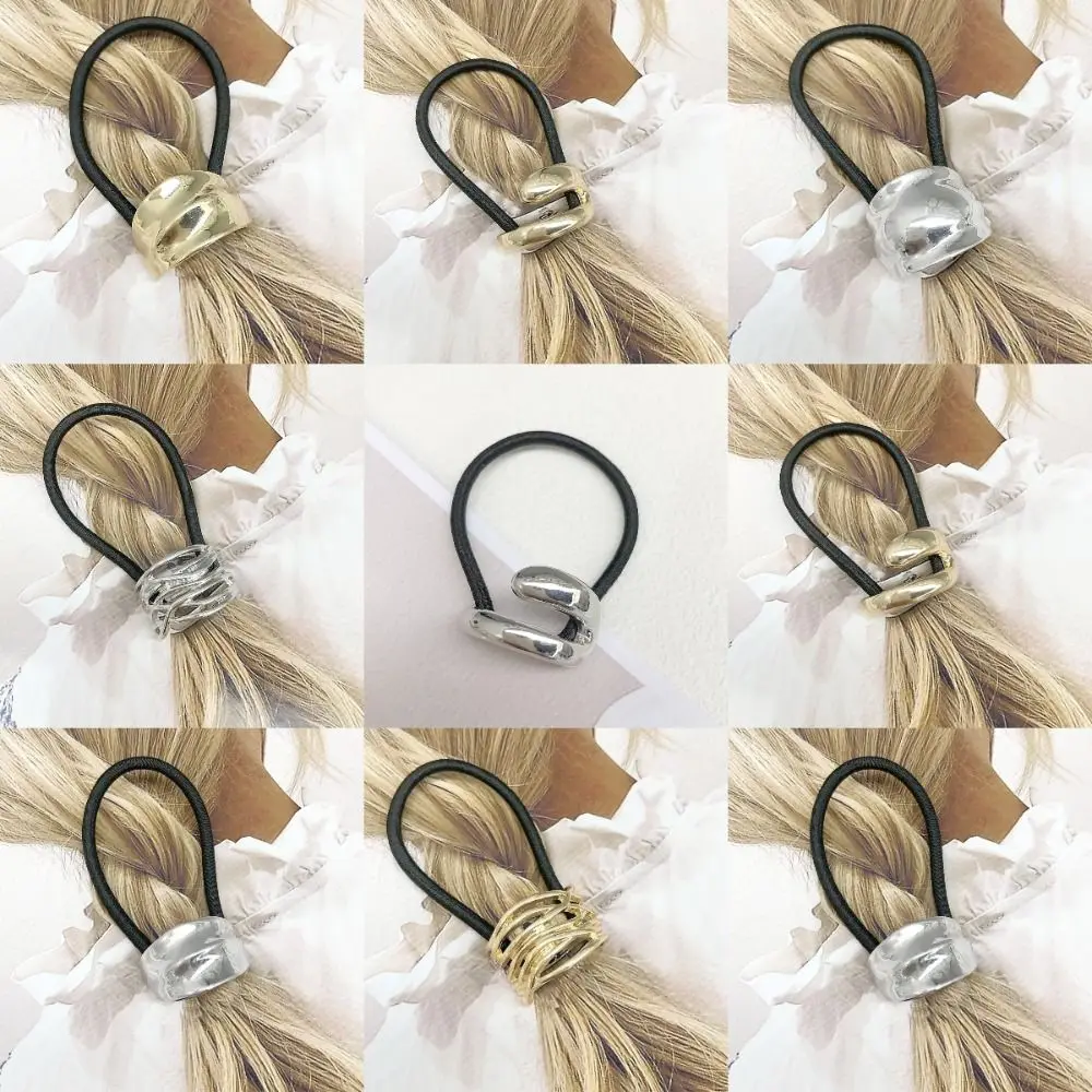 Nuovo elastico in metallo per capelli Accessori per capelli lisci Anello per capelli Elastico per coda di cavallo Fascia per capelli da donna