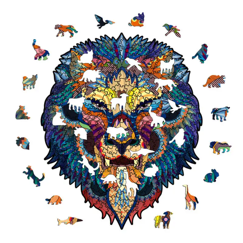 High Quality Wood Jigsaw Puzzle Rainbow Lion King Wooden Puzzles Adults Montessori Educational Toys Children Board Game Gift 2
