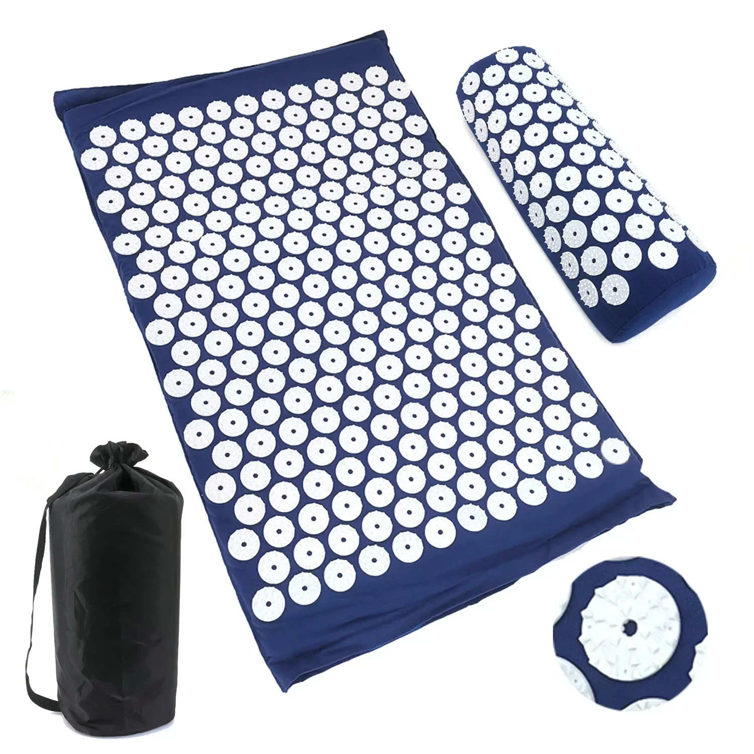 Massager Cushion Massage Yoga Mat Acupressure Relieve Pain Stress Back Body Pain Spike Mat Acupuncture Mat and Pillow Set 1
