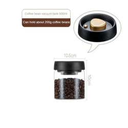 Vacuum Sealed Transparent Glass Coffee Bean Storage Jar - Airtight & Moisture-Proof Container (500ml)