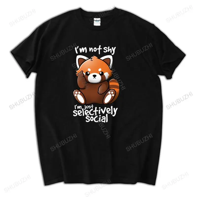 Kawaii Shy Red Panda T Shirt Uomo Divertente Selselly Social T-Shirt Maschile Cute Racoon Anti Social Tee Shirt Unisex Vintage T-Shirt