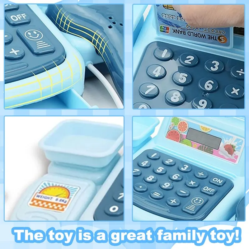 Simulation Supermarket Cash Register Toy Children Play House Toys Mini Convenience Store Cashier Electric Pretend Play Kid Gifts 6