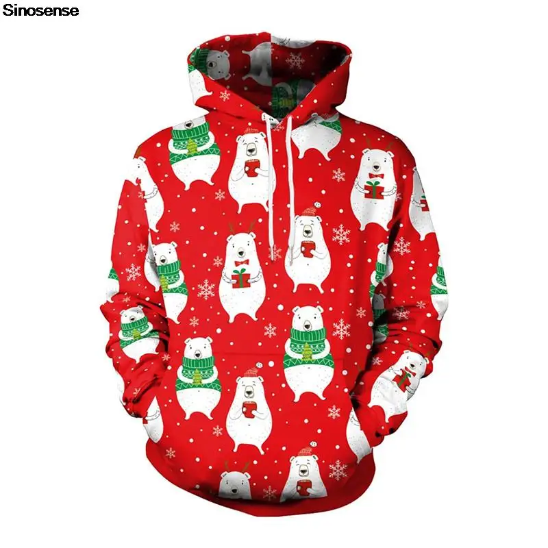 

Men Women Funny Bears Ugly Christmas Sweater 3D Printed New Year Eve Xmas Hoodies Sweatshirts Pullover Holiday Party Jumper Tops
