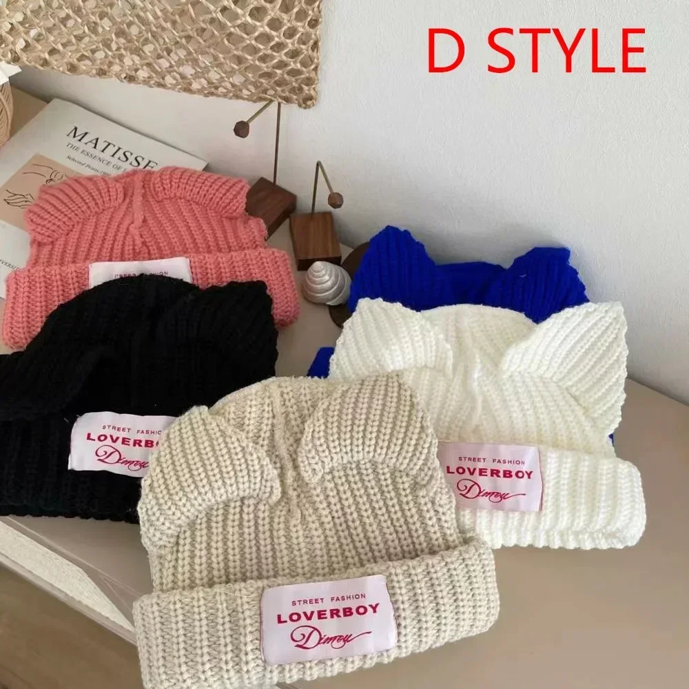 Winter Skullies Cute Women Long Ears Fox Hat Lover Hooded Cap Crochet Knitted Costume Beanie Hats Women Christmas Gift Hip-hop