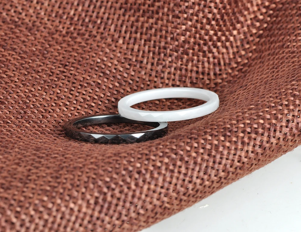 2mm Black & White Cutting Ceramics Rings Jewelry Wedding Engagement Rings For Women