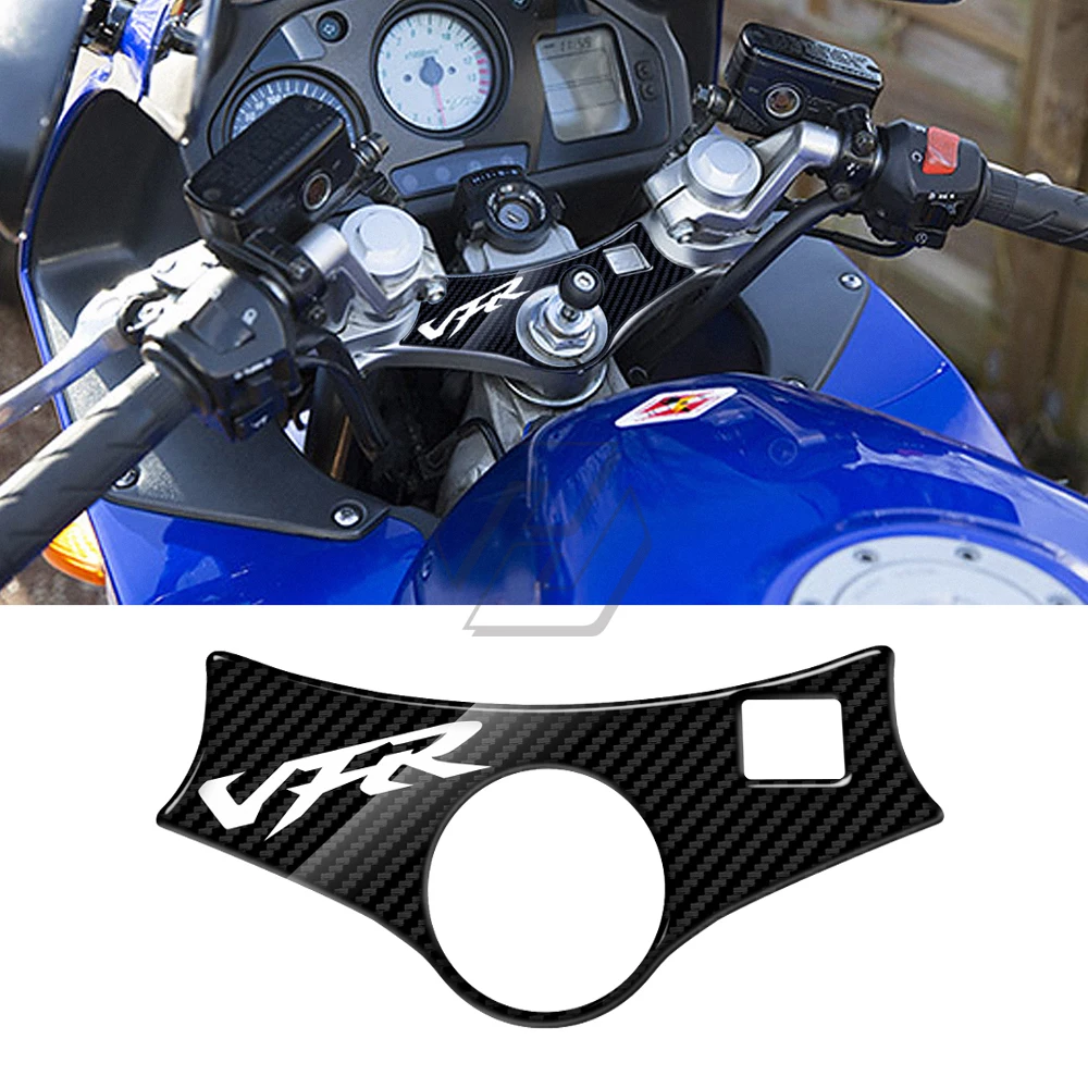 Motorcycle carbon look Decal Pad Triple Tree Top Clamp Upper Front End Sticker For Honda VFR800 Up To 2001