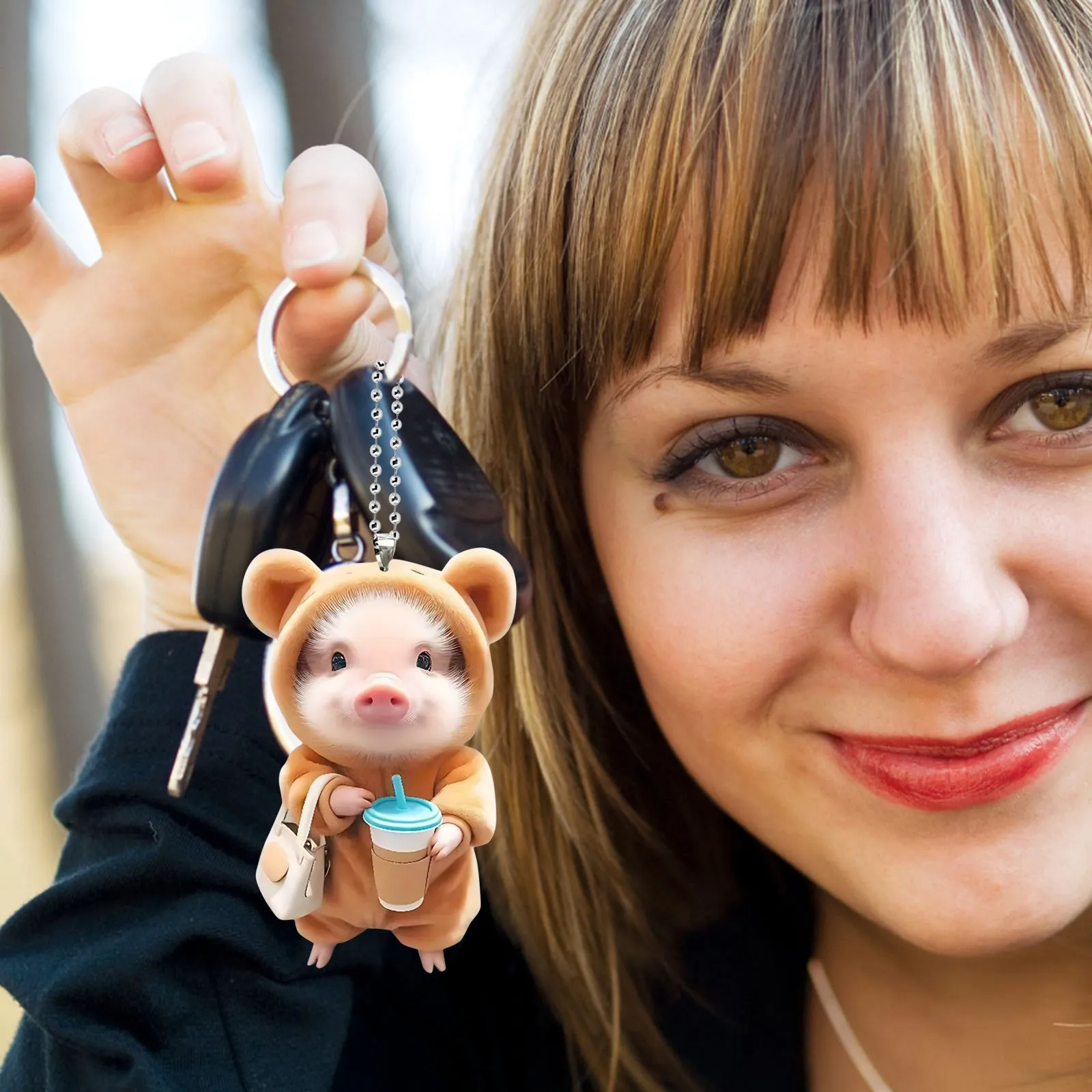 Acrylic Piglet Tag Ornaments Car Key Decorative Pendant