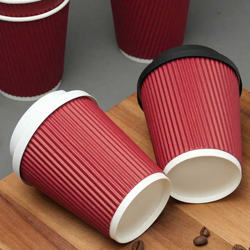 Disposable Paper Cups 50/25pc Disposable Corrugated Coffee Paper Cups Insulated Double-layered Cup Hot Tea Milk Beverage Cup New Year Paper Cups