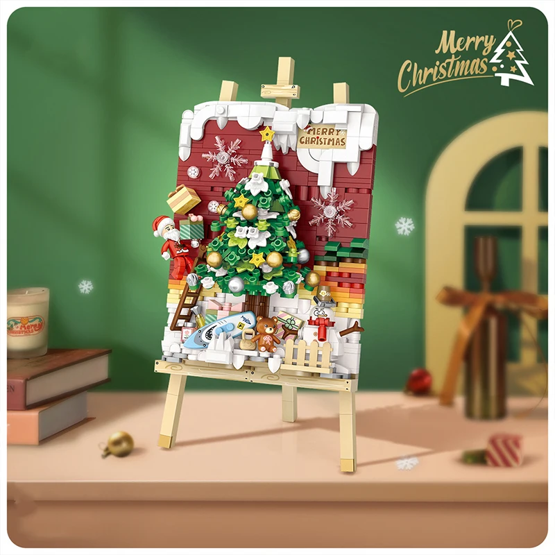 Mini building blocks Halloween Christmas world famous three-dimensional painting building blocks decoration children's gift 4